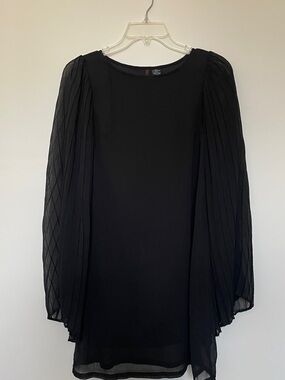 Fire Los Angeles Black Pleated Long Sleeve Dress